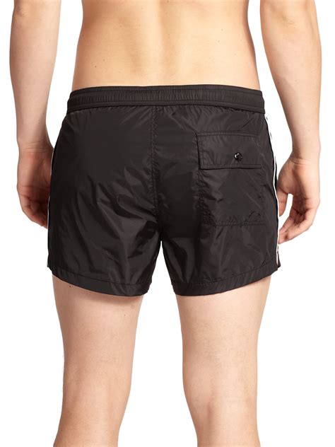 Black Nylon Swim Trunks .